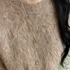 Collar de Piedra Ojo de Tigre Amor Girasol Cadena Larga para Suéter Retro Maillard para Mujer Accesorios de Lujo Ligero de Alta Gama Otoño e Invierno