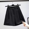 Em estoque Calças de verão enroladas de cintura alta e pernas largas estilo coreano, novas calças casuais para todos os jogos, 2024, shorts soltos para mulheres