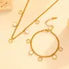 Collar Pulsera Joyería Moda Acero Inoxidable Hueco Transfronterizo Acero de Titanio Flor de Cinco Hojas 18k Traje Redondo Hueco