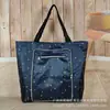Bolsa de Mão com Zíper e Forro Espessado Ponto a Ponto Bolsa para Roupas de Viagem Nylon Impermeável Verde Bolsa de Compras Bolsa com Desenho Animado Impresso