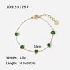 Collar, pendientes, pulsera y anillo de acero inoxidable para mujer, estilo retro francés, con circonitas verdes