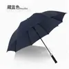 Paraguas de negocio grande, automático, de fibra completa, resistente al viento, con mango largo, transpirable, diseñado para hombres, apto para golf y personalizable con un logo.