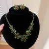 Brincos de Diamante em Forma de Gota Europeus e Americanos Colar Corrente de Clavícula Moda de Luxo Leve Joias de Alta Qualidade para Mulheres