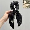 Cinta de Organza con Perlas de Corea del Sur Lazo para el Cabello de Celebridad de Internet Anillo para el Cabello de Intestino Grueso Femenino Elegante Cuerda para el Cabello de Cola de Caballo Tocado de Cuero