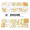 Acessórios para Nail Art Tachas Metálicas Vazadas Estilo Japonês Pedras Strass Coloridas com Fundo Plano Tiras Longas Caixinha Conjunto Misto para Nail Art Conjunto Completo