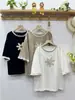 2025 Verano Dulce Japonés Juvenil Fresco Estilo Bosque Parche Encaje Holgado Manga Corta Camiseta Top para Mujer