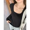Camiseta de Velour Grueso de Manga Larga con Cuello Cuadrado para Bebé y Mujer, Ropa Interior Térmica Ajustada para Otoño e Invierno 2026