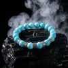 Pulsera de Cuentas Azules Turquesa con Patrón Ondulado para Hombres, Pulsera Versátil de Moda para Viajes Diarios para Mujeres, Accesorio de Nicho de Lujo Ligero de Gama Alta