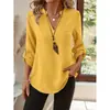 Camisas de Nuevo Estilo para Mujer, Comercio Exterior Transfronterizo Europeo y Americano, Primavera y Verano 2026, Casual Holgadas de Talla Grande, Cuello en V, Color Sólido