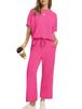 Conjunto Casual Feminino Duas Peças Transfronteiriço, Calça Wide Leg, Terno para o Dia a Dia Todas as Estações, Gola Redonda, Em Estoque