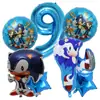 Suporte de Estilo Balão Sônico Balão Sônico Festa Sônica Jogo Infantil Decoração de Aniversário Balão de Filme de Alumínio