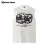 Camiseta sin mangas Lavado Retro Americano Old Rock Band Verano Tendencia Unisex Suelta Sudadera de Pareja Top T