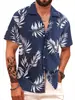 Camisa Havaiana de Manga Curta Transfronteiriça Estampada Floral de Verão para Homens Camisa de Praia