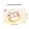 Adesivos de Parede Autoadesivos Princesa Coelho Fofa Desenho Animado Lua Estrelas Quarto de Criança Jardim de Infância Adesivos Decorativos BR0288H