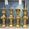 Casamento Coluna Romana Dourada Vaso de Flores Prateleira Guia de Estrada Listrado Europeu Troféu Fibra de Vidro Adereços de Casamento