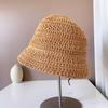 Chapéu de tricô vazado liso estilo japonês para mulheres Verão novo respirável versátil à prova de sol chapéu balde elegante elegante chapéu de pescador moderno