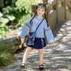 Roupas de Performance Novas para Meninas da Dinastia Han 2025 Primavera e Outono Estilo Chinês Manga Longa Festival do Meio do Outono Roupas de Performance para Crianças Fatos para Meninos