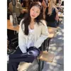 Enviado: Cardigã de tricô trançado doce novo de outono chique coreano, blusa casual solta