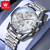Reloj de Marca Oris Nuevo de Venta Caliente Tres Ojos Multifuncional Moda Correa de Acero Multifuncional Impermeable Cuarzo Reloj de Hombre