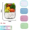 Pote de almoço de vidro tigela de vidro transparente forno de micro-ondas retangular caixa de conservação de alimentos resistente a altas temperaturas caixa bento pote de almoço redondo doméstico