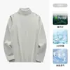 Camiseta Masculina de Manga Longa em Algodão Modal Gola Alta Cor Lisa Fina Antibacteriana Anti-Ácaro Camada Base Camisa de Outono e Inverno