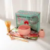 Suministro Exclusivo Transfronterizo de Set de Té Matcha, Set Estilo Japonés, Tazón de Matcha con Pico, Herramientas de Cerámica, Set de 7 Piezas Flor de Cerezo, Batidor de Té