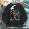 Moletom Delta Force Clothing Temático de Ação Lobo Vermelho Corrosão Rosa Dourada Gola Redonda para Homens e Crianças Manga Longa