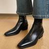 [En Stock] Botines Cortos para Mujer Otoño/Invierno 2025 Tacón Medio Botines Chelsea Versátiles Botas de Tacón Grueso Botas Martin de Punta Trendy