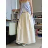 Estilo Nuevo Primavera y Verano Japonés Simple Estilo Europeo Cintura Elástica Invisible Falda de Línea A Holgada Adelgazante Falda Larga para Mujer