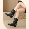 Botas de corte ajustado, nuevas botas de moda para mujer, estilo coreano, versátiles, modernas, retro, botines, elegantes, tacones altos 2026, tacones gruesos