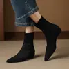 Botines de Cuña Oculta de Diseño de Nicho para Mujer 2026 Nuevo Estilo Punta Cuadrada Cremallera Trasera Botines de Gamuza Botas Elásticas