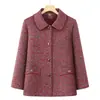 Roupas de primavera e outono para mulheres de meia-idade e idosas, jaqueta vintage com gola, roupas casuais femininas, roupas para idosos de 70 anos, blusa grossa plus size