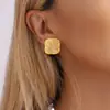 Brincos Stud Geométricos Criativos Estilo Minimalista Fashion Design de Textura Patchwork Estilo Comuter Quadrados para Mulheres
