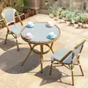 Cafetería al aire libre Tienda de té con leche Combinación de mesa y silla Silla de ratán Patio de villa Jardín Balcón Silla de ratán para ocio al aire libre