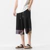 Verano talla grande Estilo Étnico Chino Algodón Lino Pantalones Casuales Holgados Holgados Holgados Cintura Holgada Pantalones Capri Japoneses Pantalones de Playa