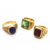 Anillo Retro Europeo y Americano Transfronterizo para Hombre con Piedra Preciosa Anillo Cuadrado de Rubí Dominante Hip-hop Fundido