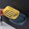 Fuerte pasta sin costuras jabonera de drenaje creativa de doble capa sin perforaciones estante de baño bicolor jabonera de pared