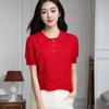 Gola Boneca Tridimensional Vazada Hot Girl Suéter de Tricô Verão Novo Americano Leck Respirável Camisa Polo Camiseta Feminina Top