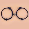 Pulsera Magnética de Hebilla Negra y Blanca en Forma de Corazón, Cuerda de Milán Trenzada, Pulsera Ajustable para Pareja o Mejor Amiga, Moda y Tendencia