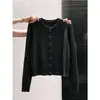 Casaco de malha com botões e padrão torcido para mulheres, novo estilo outono e inverno, top de malha elegante e macio, cardigã curto suave