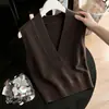 Tiro de verdade! Colete de Tricô com Gola V Outono/Inverno 2026 Suéter Feminino Estilo Europeu Colete Suéter Camada Base