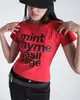 Camiseta feminina estilo Y2k Americano-Coreano, top casual curto slim fit, estampa de letras simples personalizada, mangas curtas slim fit
