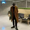 Casaco Trench Coat Masculino de Comércio Exterior Outono e Inverno, Comprimento Médio, Botão Único, Estilo Europeu e Americano, Cor Sólida, Gola Alta Simples, Jaqueta de Lã