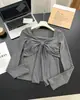 Camiseta Sexy de Veludo Quente com Laço para Mulheres Outono e Inverno, Manga Longa, Justa, Slim, Gola V, Camada Base para Mulheres