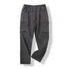 Calça Esportiva Masculina Casual Elástica Cintura Elástica Secagem Rápida Múltiplos Bolsos com Aba Calça Casual Slim 9523