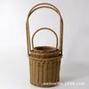 Cesta Tejida de Imitación Ratán, Cesta de Picnic para Exterior, Cesta de Almacenamiento de Artículos Diversos, Cesta de Mano, Cesta para Empaque de Flores