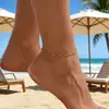 Tornozeleira de Metal com Contas Múltiplas Estilo Casual, Acessório de Pé da Moda para Férias e Uso Diário Feminino