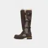Botas rusas estilo Moscú, botas de nieve de caña alta para mujer, forradas de polar y cálidas, nueva colección de invierno, zapatos de algodón esponjoso para mujer
