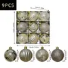 Bolas de Natal Transfronteiriças, Conjunto de 9 Peças, Bolas Decorativas de Plástico Galvanizado, Acabamento Espelhado e Acabamento Fosco, Enfeites para Árvore de Natal, Conjunto Embalado, Atacado