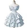 Vestido de Fiesta con Corbata de Mariposa, Color Sólido, Hombros Descubiertos, Adecuado para Anfitrionas de Cumpleaños, Uso Diario, Vestido Lindo y Dulce